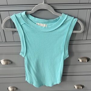 We The Free Aqua Ribbed Tank Top